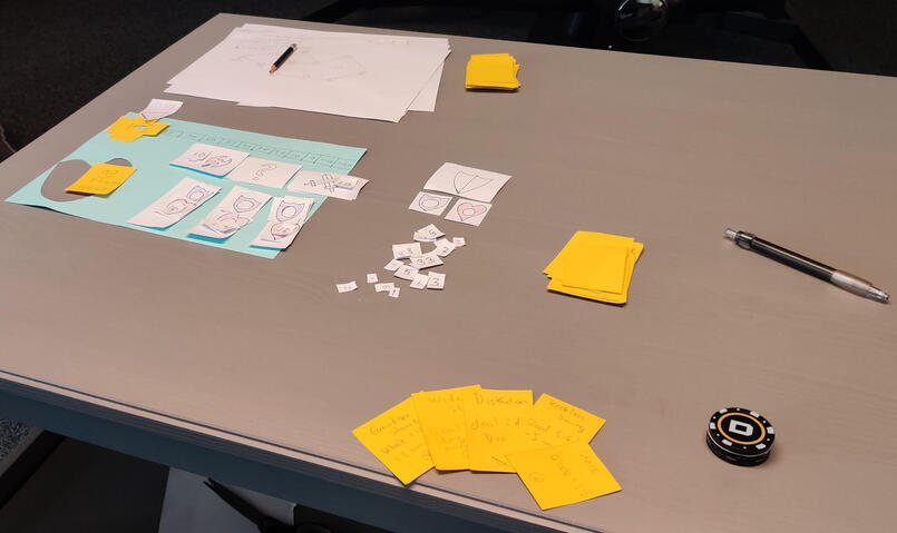 Paper Prototype... V1.0. Kind of crude and ugly and was made pretty haphazardly on the spot. It fulfilled is purpose nonetheless.