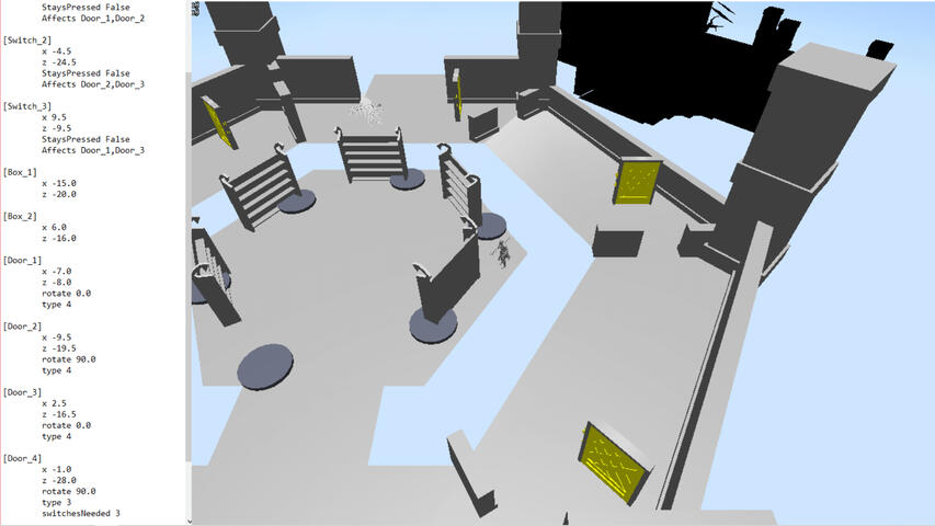 Scripting was made using a .ini file that allowed us to specify the location of interactable objects in the scene.