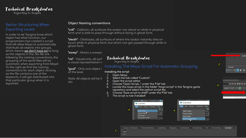 Examples of some technical tutorials I created to streamline work flow.